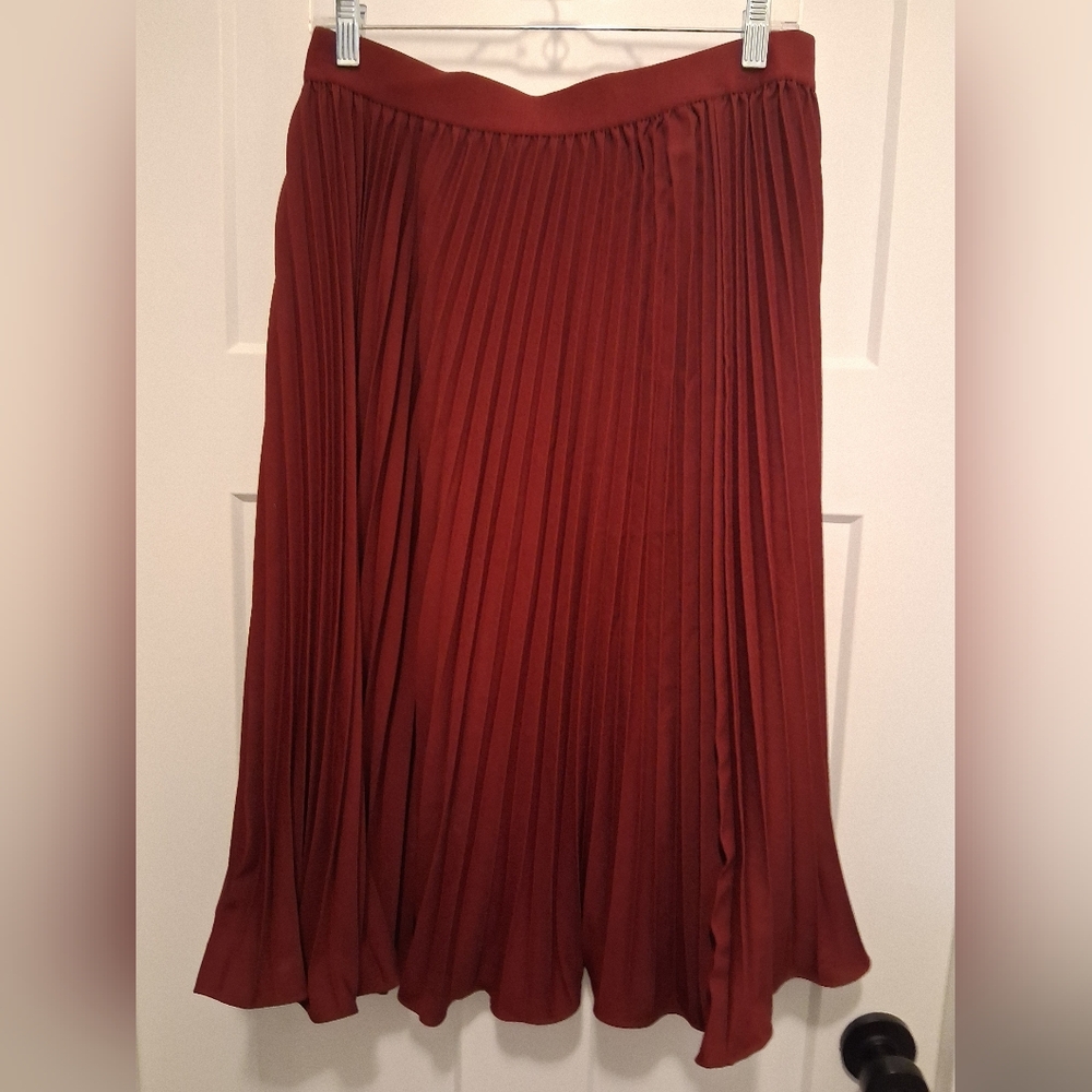 Elegant Deep Burgundy Grace Karin Pleated Skirt Size XL